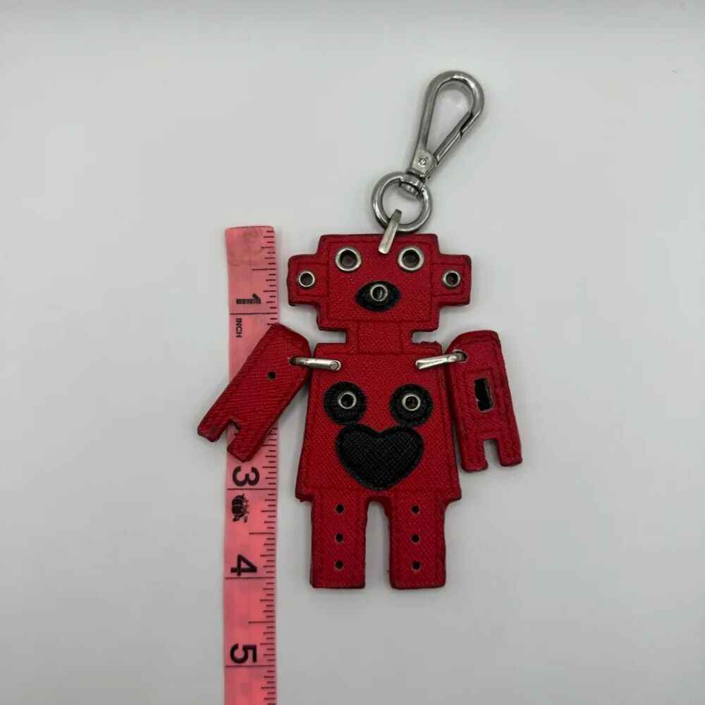 Prada Motif Red Robot Heart Key Chain Charm - image 5
